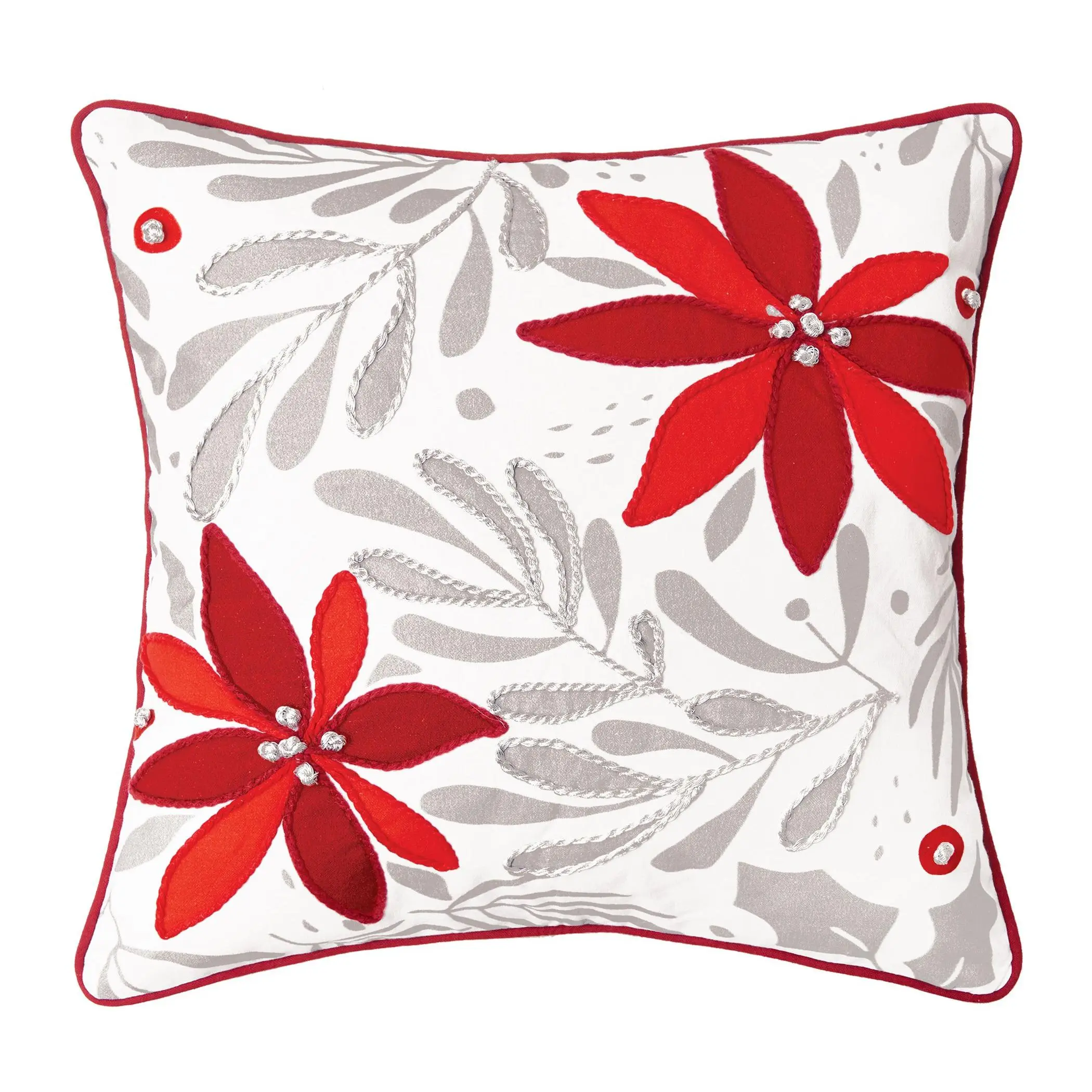 18" x 18" Poinsettia Christmas Throw Pillow byValerie