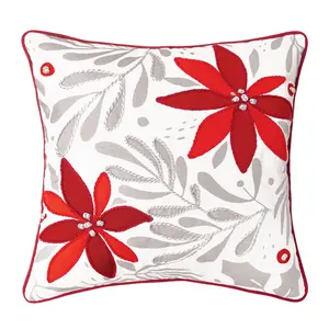 18" x 18" Poinsettia Christmas Throw Pillow byValerie 18" x 18" Poinsettia Christmas Throw Pillow byValerie