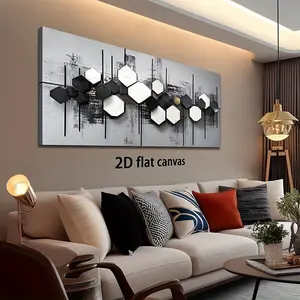 Wooden Framed Canvas Painting 2D Planar Geometric Hexagonal Abstract painting 1.2-inch framed canvas Wall Art Bathroom Kitchen Bedroom Living Room Modern Home Decoration Floral Hanging Painting Modern Style Wall Art Wrapped in Canvas