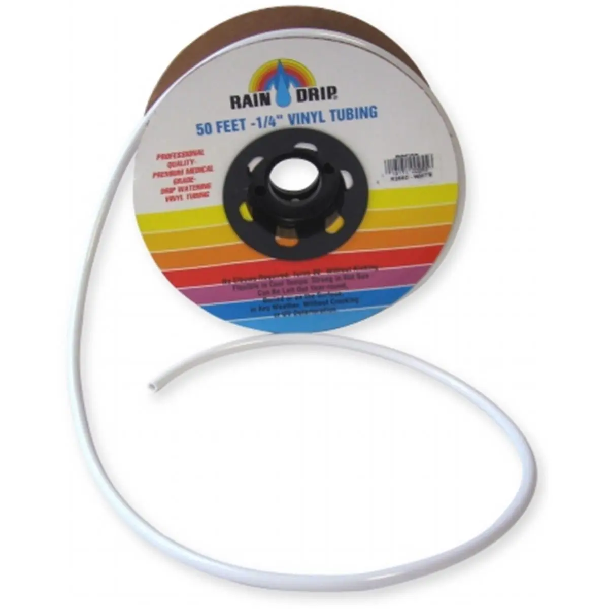 Raindrip 0.25in Feeder Line Tubing (Model R255DT) - 50ft White Long Pipe Tubing & Hoses, 0.25" x 50', .25x50', Sprinkler System Components for Complete Circuit Use