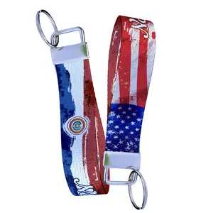 Paraguay Flag Keychain Collection - Personalized Name Nylon Key Fob - Custom Wristlet Keychain