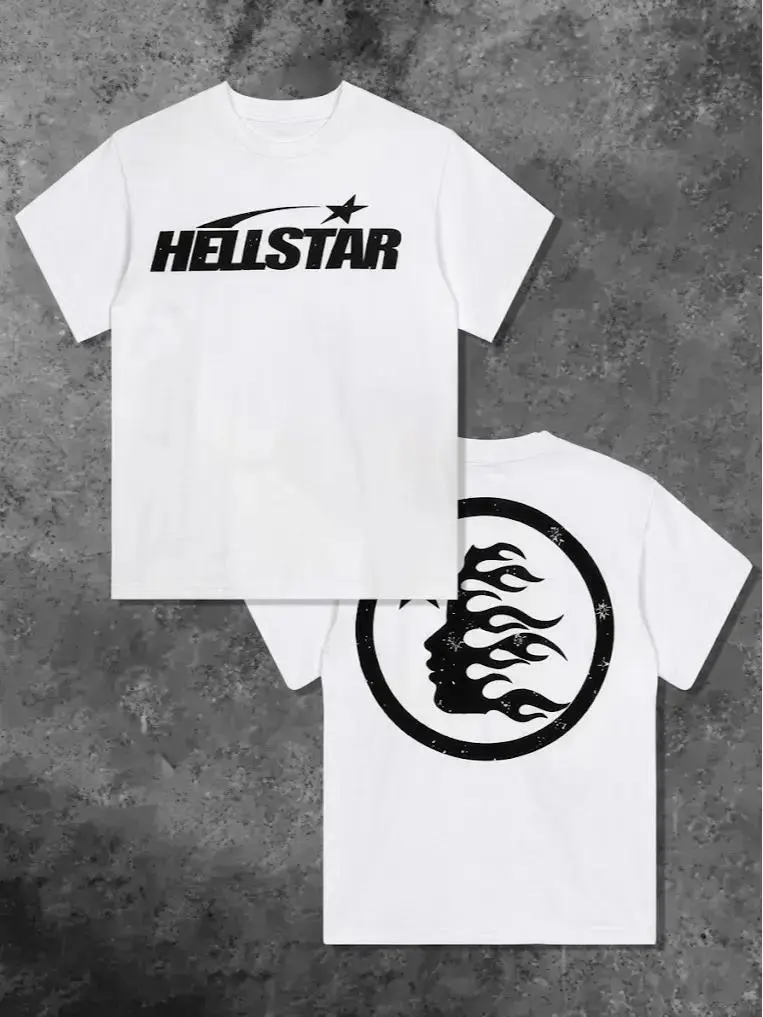 Flame Graphic Print T-Shirt for Men, 100% Cotton Streetwear Boxy Fit with Shortsleeve Round Neck, Menswear