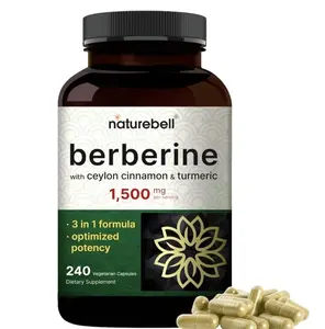 Berberine Supplement 1,500mg with Ceylon Cinnamon & Turmeric Root, 240 Veggie Capsules | 97% Pure Berberine HCL | Supports Balanced Sugar Levels & Heart Health | Vegan, Non-GMO