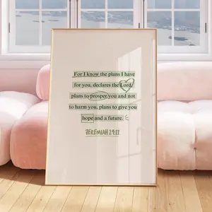 Christian Sage Green Wall Art, Jeremiah 29:11 Print, Trendy Jesus Scripture