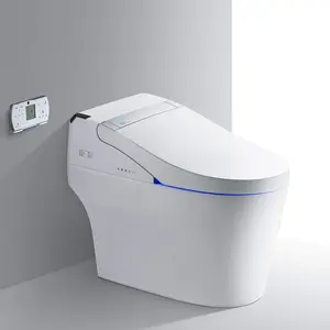 WOODBRIDGE B-0960S Auto Flush, Auto Open & Auto Close 1.28 GPF Single Flush Toilet with Intelligent Smart Bidet Seat and Wireless Remote Control, Chair Height