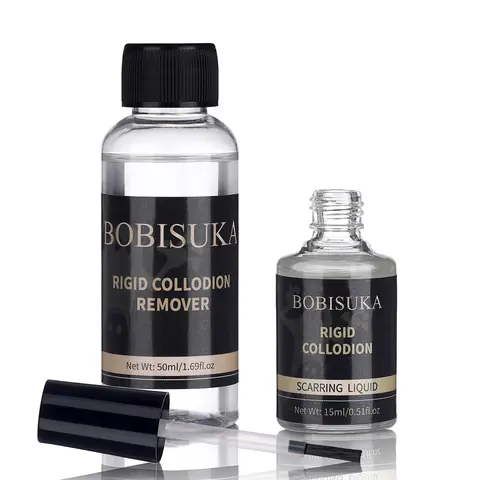 #backtoschool BOBISUKA Rigid Collodion with Brush & Remover Makeup Set Professional Scarring Liquid For Special Effects Makeup Kit, Face Body Realistic SFX Scar Makeup for Halloween Costume Cosplay Film Stage,familyfun