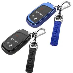 Key Fob Cover Compatible with 2026 2025-2015 Jeep Compass Dodge Durango Cherokee Grand Cherokee Renegade Challenger Charger RAM Chrysler 300(3 4 5-Button, black silver blue red)