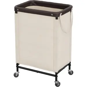 Laundry Hamper, 90L Rolling Laundry Sorter Cart with Removable and Washable Liner Bag, Clothes Hamper with Wheels and Handle for Laundry Room and Bedroom, Beige
