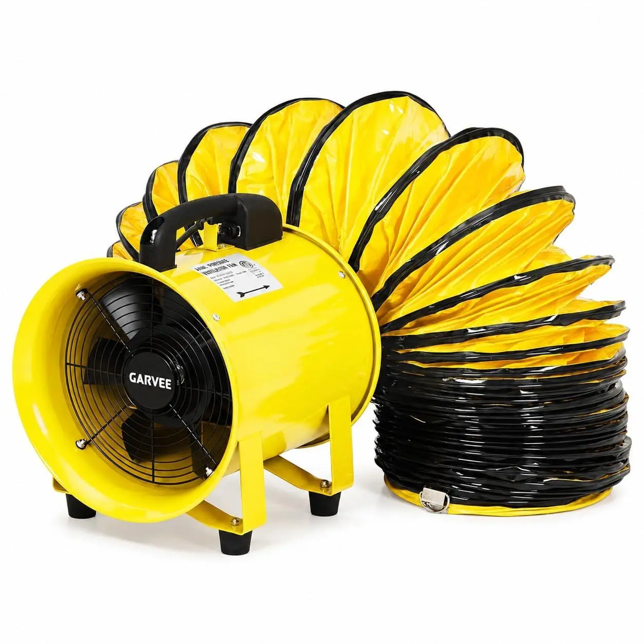 8 Inch Air Mover Blower Fan Portable Explosion Proof Exhaust Fan 1070CFM 3450RPM with 16.4ft Flexible Duct for Basements Workshops Warehouses