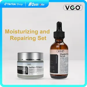 VGO Snail Mucin 92% Moisturizer Daily Face Gel Cream for Dry & Sensitive Skin,50g/1.76oz Cleanser Moisturizing Skincare Moisture Gentle-A Facial Radiance deeply moisturizes Vitamin C Brightening Duo