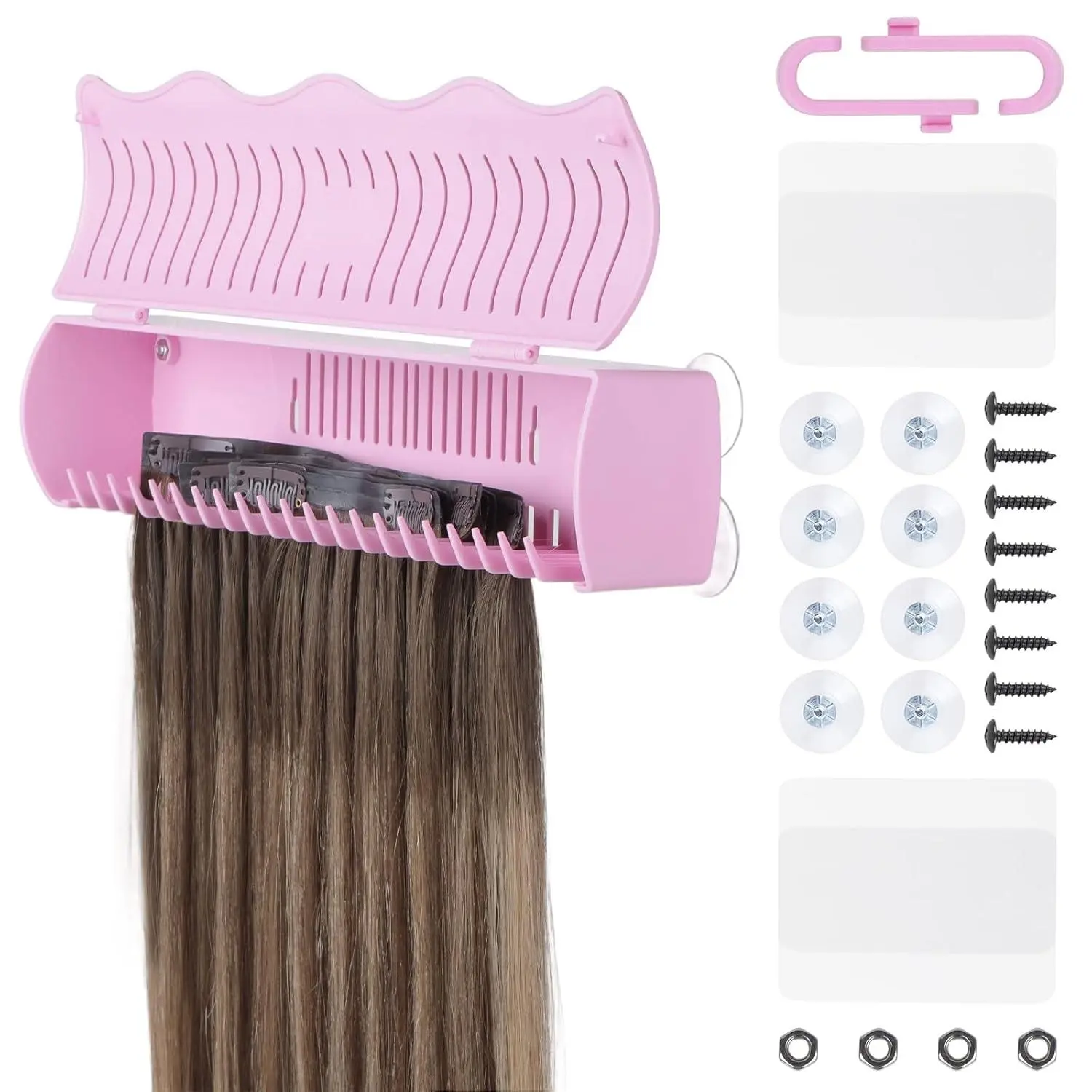 LASHEY Versatile Hair Extension Holder-Hanger - Unscented Secure Storing Organizer with Convenient Design, Setup Tool for Clip-In/Tape-In Extensions & Bundles, Organizes & Keeps Ready for Styling, Single Item, Ready For Use, Packing