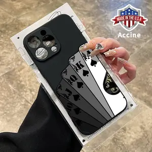 Compatible for iPhone 15 Pro 16 16e 14 Plus 13 12 Mini 11 Promax X XS Max XR XSMax Case Royal Flush Pattern Liquid Silicone Lens Protective Cellphone Cover for Boy