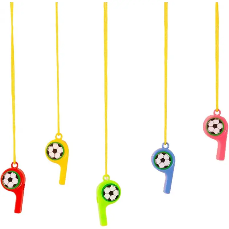 24Pcs  plastic whistle set with lanyards, football-printed whistles, suitable for coaches, outdoor enthusiasts, sports events, dog training, party favors, football, basketball
