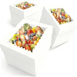 3 Pack 10x10x8 Inch White Cake Boxes with Window and  - Disposable Bakery Boxes for Cakes, Donuts, Pies, Cookies - Birthday, Wedding, Party Supplies