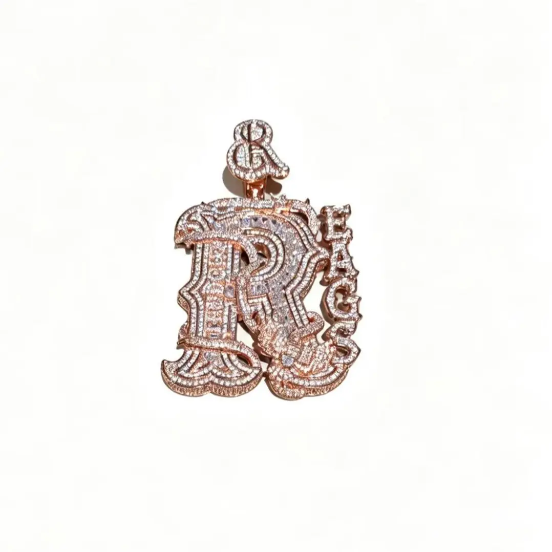 5378  Iced Out Vintage R Letter EAGS Pendant Hip Hop Streetwear Fashion Charm Jewelry summerwins