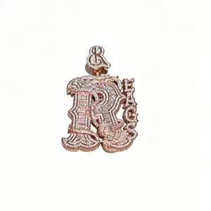 5378  Iced Out Vintage R Letter EAGS Pendant Hip Hop Streetwear Fashion Charm Jewelry summerwins