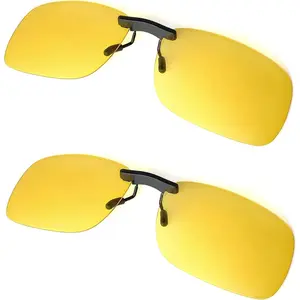 Clip on Polarized Night Vision, Driving Sunglasses UV 400 Blocker To Wear Over Prescription Glasses