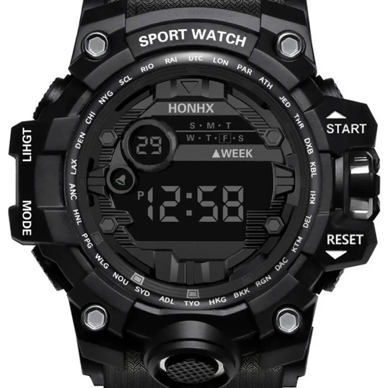 New Men's Sports Watch, Multifunctional Night Light Wristwatch, Outdoor Fashion Large Dial Electronic Watch, Stylish and Functional