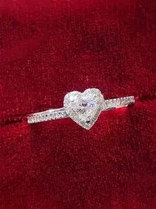1 PC Romantic Heart Cubic Zirconia Ring For Women For Wedding Engagement Anniversary Party Jewelry Valentine's Day Gift