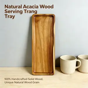 Rectangular Acacia Wood Tray, Solid Wood Coffee Tray, Japanese Style Meal Tray, Fruit Tray, Afternoon Tea Snack Tray