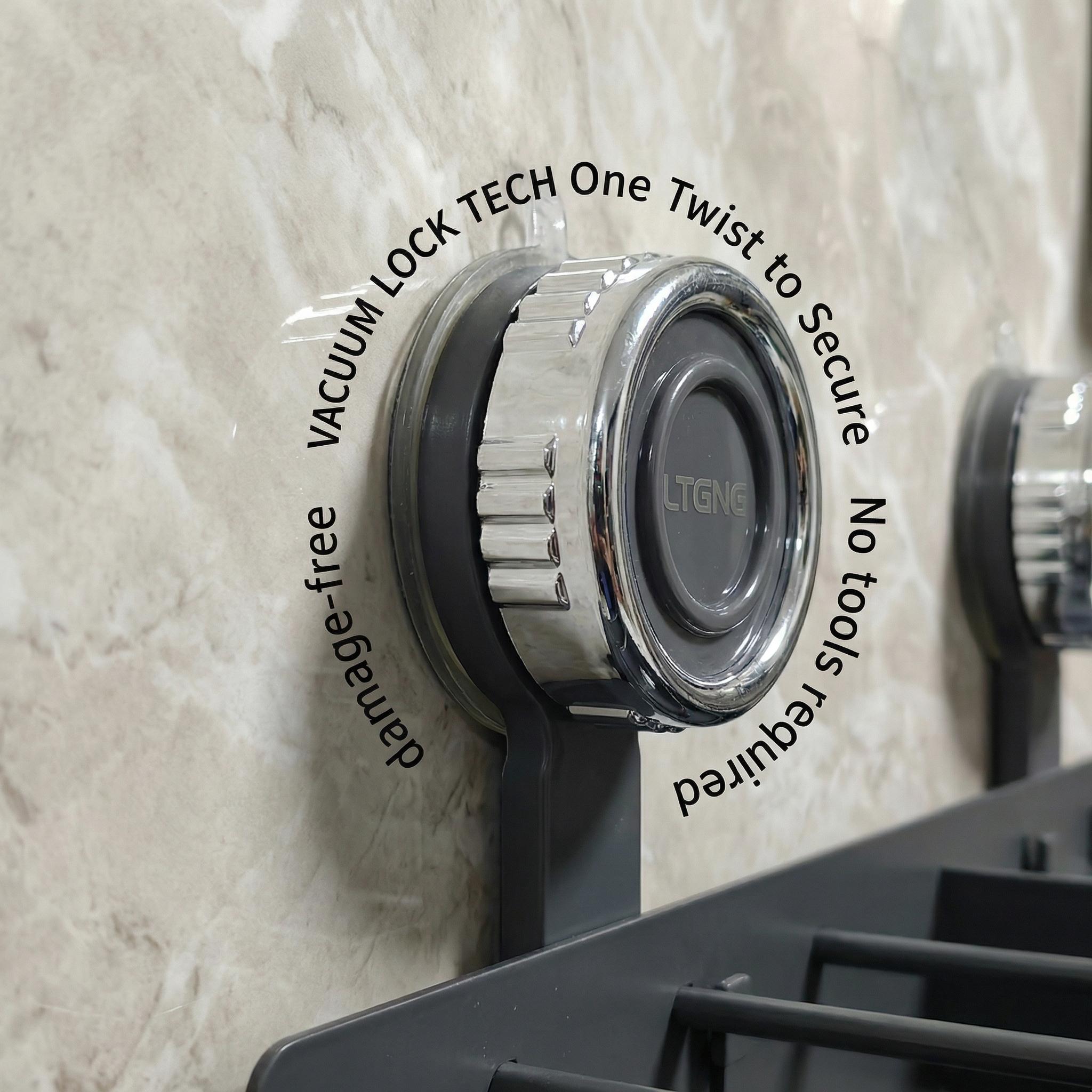 No Drill Suction Cup Hair Dryer Holder, Space Aluminum Bathroom Organizer with Toothbrush Storage, Strong Load-Bearing Wall Mount Rack for Renters No Drill Suction Cup Hair Dryer Holder, Space Aluminum Bathroom Organizer with Toothbrush Storage, Strong Load-Bearing Wall Mount Rack for Renters