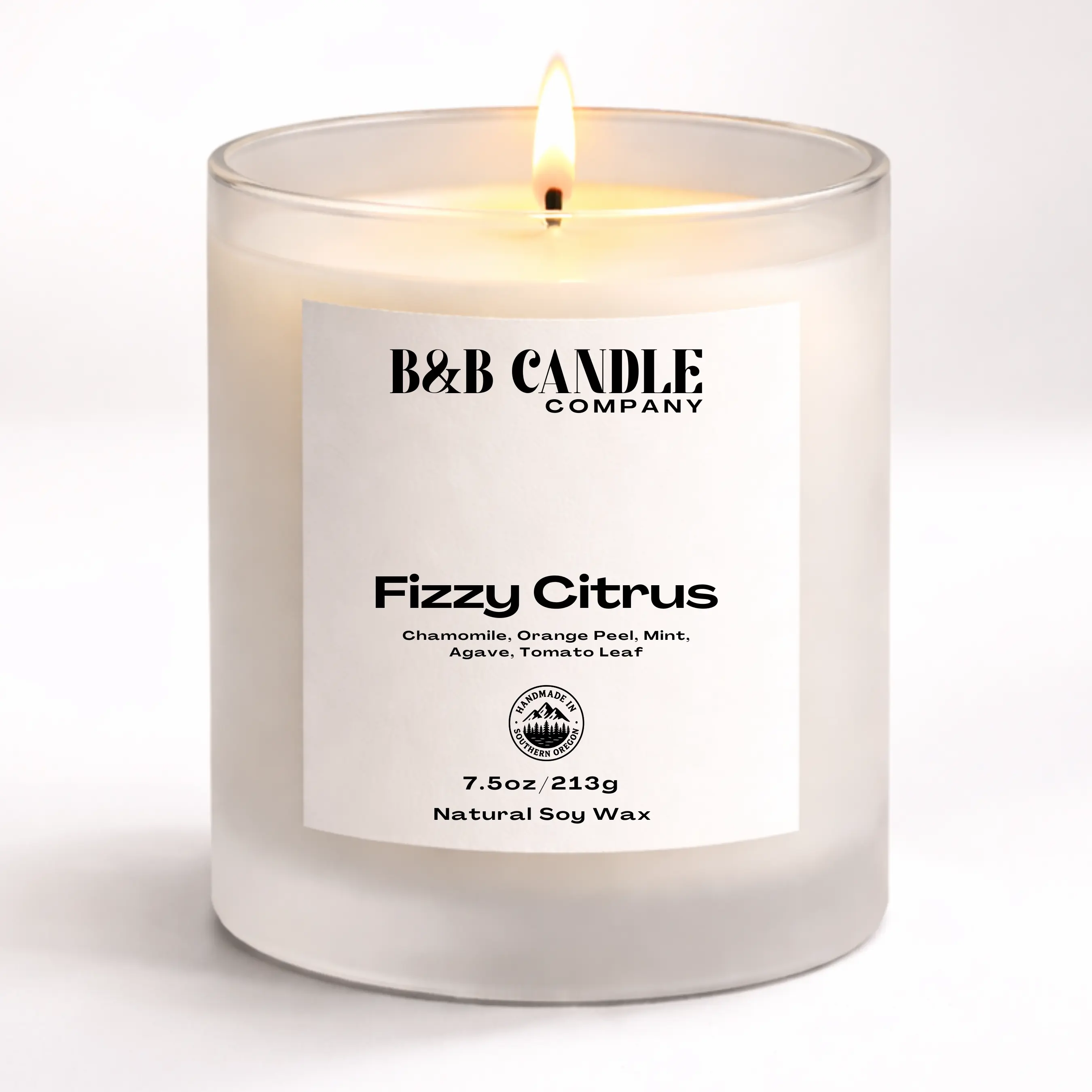 All Natural Fizzy Citrus Soy Candle - Bamboo & Glass Home Decor Light Candle with Bright Orange, Fresh Green Mint Burst Scent, All Natural Candles