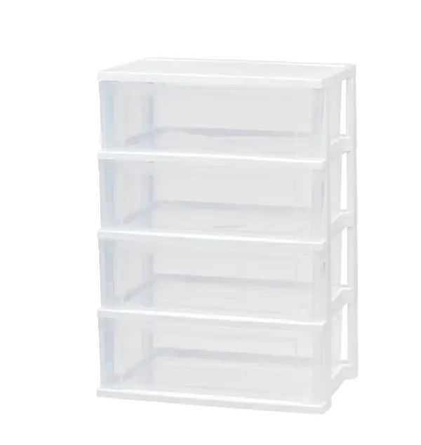 IRIS 4 Drawers Plastic Stacking Wide Chest, White