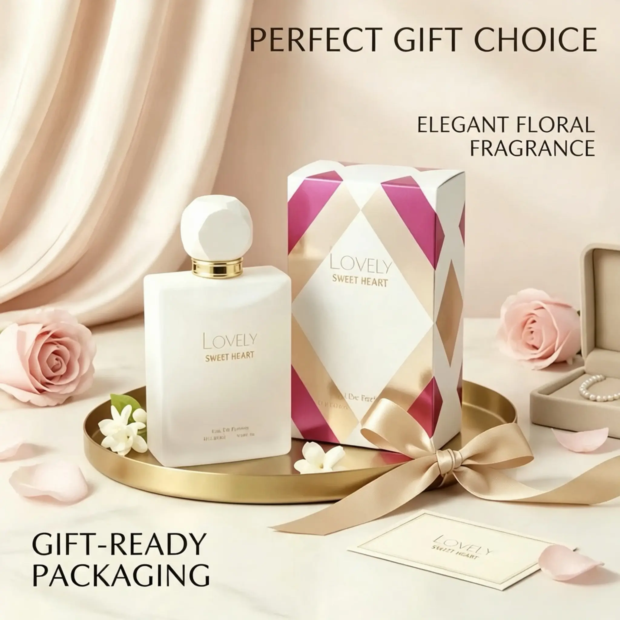 LOVELY SWEET HEART Unisex Perfume,Long Lasting Natural Spray 100ml,Fruity,Woody,Vanilla Perfumes for Women,Elegant Soft Romantic Fresh Summer Fragrance,Perfect for Daily Commute,Date Night,Dinner & Travel,Ideal Holiday Birthday Gift,prettygirl,jasmine