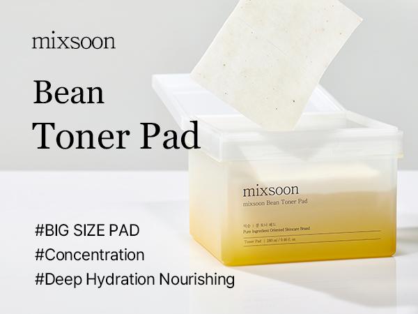 [mixsoon] Bean Toner Pads 9.46 fl.oz / 280ml / 70 Sheets - Moisturizing & Nourishing Toner Pads, Korean Skin Care