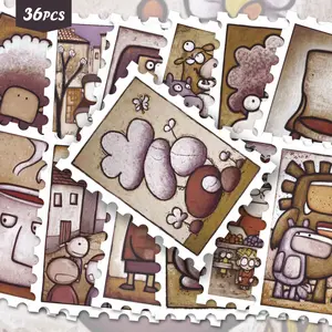 36pcs Retro Quirky Figure Healing Stickers Pack | Gentle Vinyl Decals with Whimsical Character & Scene Designs | for Laptop, Water Bottle & Gift | for Humor Lovers & Warm Vibe Enthusiasts