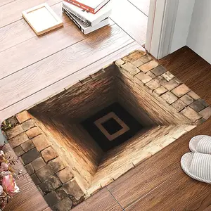 1pc 3D Simulation Pit Hole Floor Mat Door Mat Printed Soft Kitchen Floor Mat Floor Mat Living Room Laundry Room Decoration Carpet Perfect for Indoor and Outdoor Home Decoration