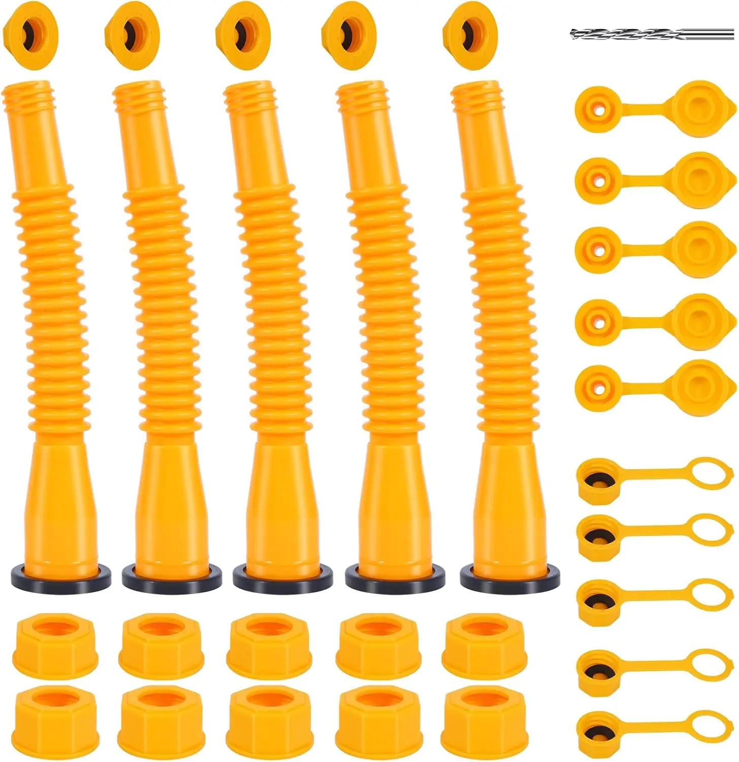 Gas Can Spout Replacement, gas can nozzle kit, (3/5/6 Kit-Yellow) Flexible Pour Nozzle Suitable for Most 1/2/5/10 Galon Oil Cans, Fuel Can Spout Replacement , garage accessories Repair Tools