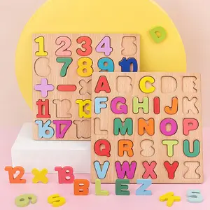 Random Color Wooden Alphabet & Number Puzzle Toy, 2 Counts/set Preschool Puzzle, Early Learning Toy Gift