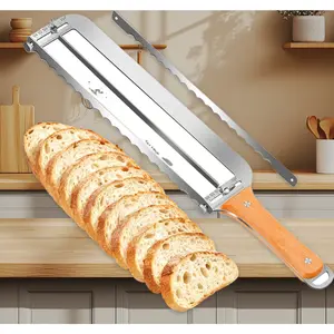 16 Inch Adjustable Bread Knife Stainless Steel Slicer with Thickness Guide for Sourdough Baguettes Bagels Perfect Baker Gift
