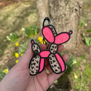 Hot Pink Balloon Dog Leopard Car Freshie