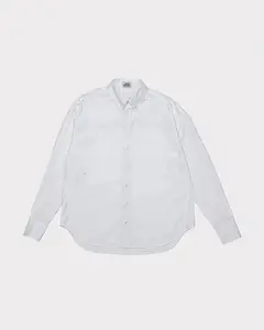 Hand-Embroidered Asymmetric Organic Cotton Poplin Shirt Classic White