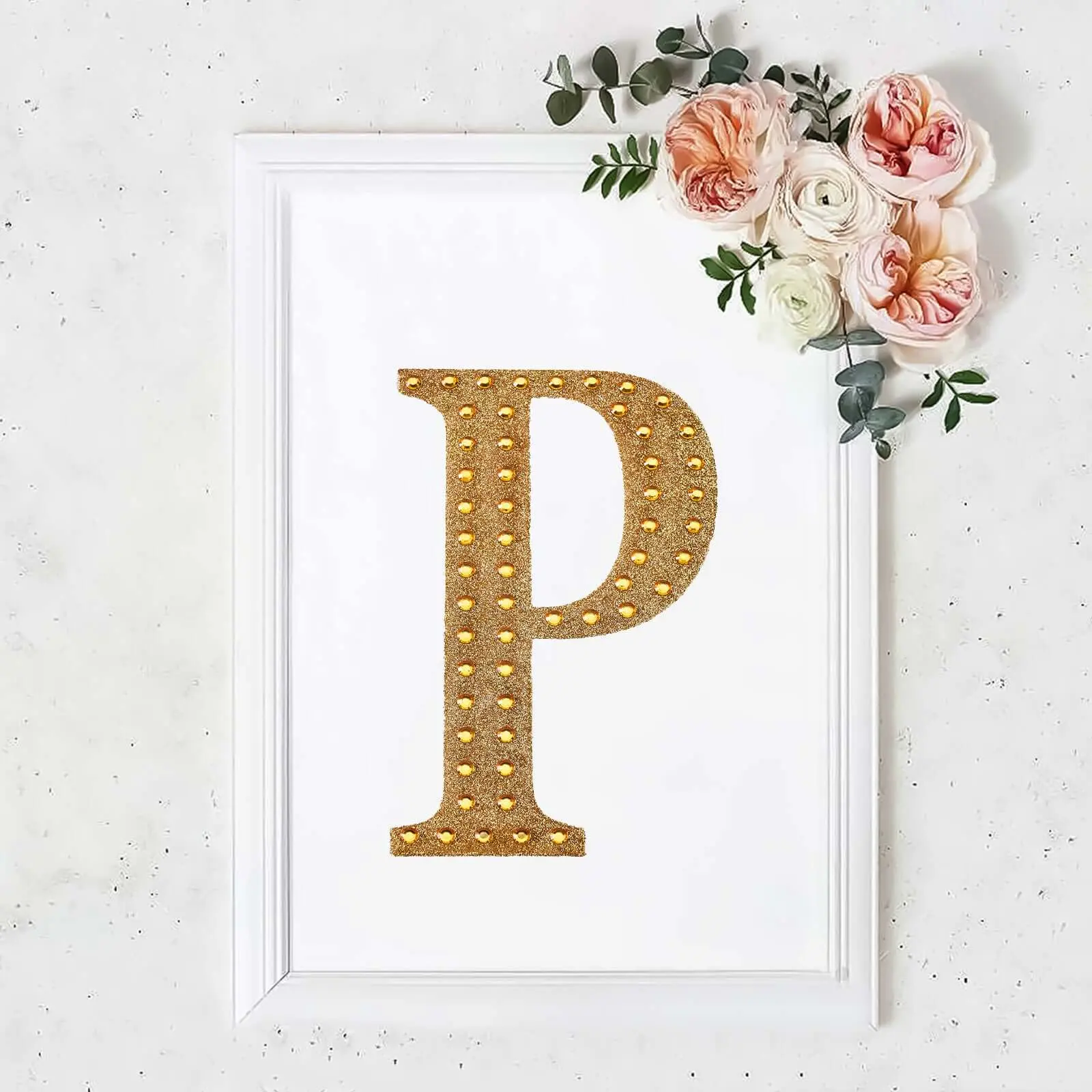 8-in Gold Rhinestone Alphabet "P" Decorative Decal Glitter Stickers, Adhesive DIY Craft Embellishments for Party, Wedding, Scrapbooking & Stamping Supplies (Toys & Hobbies Crafting)