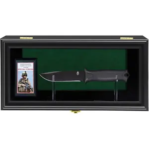 Knife Display Case Single Knife Shadow Box Wall Cabinet with UV Protection Acrylic Lockable Stand 15.4x7.5x4.6 Inches