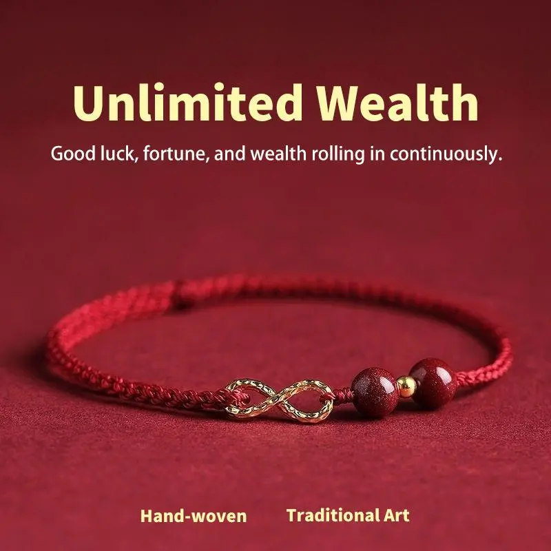2026 Horse Year Red Rope Bracelet for Women Men, Handmade Braided Friendship Adjustable Sliding Knot Wrist Wrap Anklet, Non-Tarnish Hypoallergenic Boho Stackable Jewelry, Infinite Wealth Lucky Gift for Birthday Valentine Her Him Girlfriend