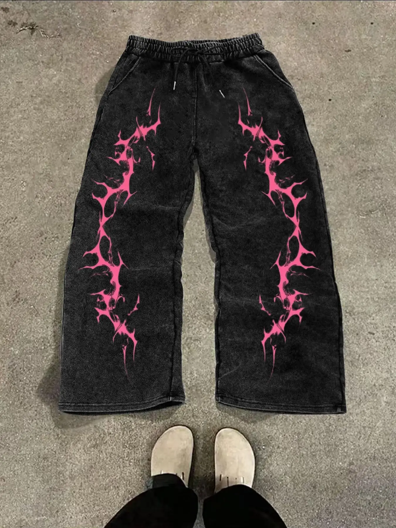 Men's Long Pants, Tribal Thorn Print Pattern, Elastic Waist, Comfortable Fit, Casual Style, All Seasons, Fitted Pants, Menswear
