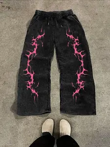 Men's Long Pants, Tribal Thorn Pattern, Elastic Waist, Comfortable Fit, Casual Style, All Seasons, Fitted Pants