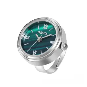 Silver Ring Watch – Green Dial Mini Finger Watch | Adjustable Stainless Steel Band | Quartz Waterproof Ring Watch