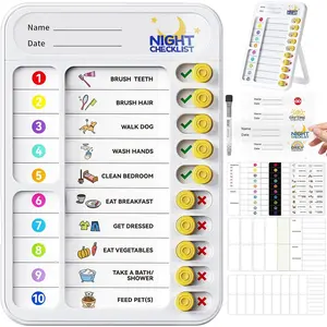 Chore Chart for   Tools  Checklist  Planning Board with Sliders, Visual Schedule Board with Dry Erase Sheets, Sticker, Marker, Routine Chart for  - White