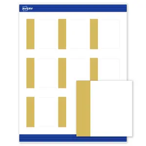 Avery Printable Square Cards, 2.5" x 2.5", Matte White, Pre-printed Dipped Gold Edge Design, Sure Feed Technology, Laser & Inkjet Compatible, 180 Total