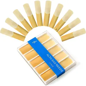 Alto Saxophone Reeds 10 Pack, Strength 2.0, Traditional Alto Sax Reeds with Portable Case, Thinner Reed Tip & Unfiled Cut Design, Reeds for Alto Saxophone Beginners & Students