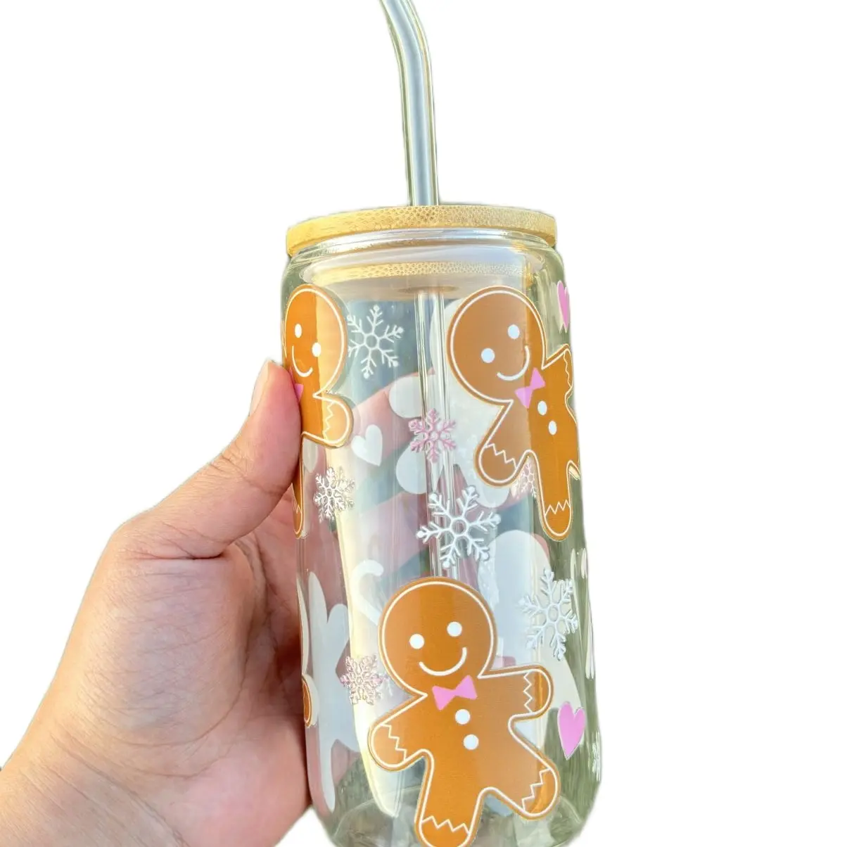 Gingerbread Glass Cup for Drinks - Ideal for Tumblers - Drinkware