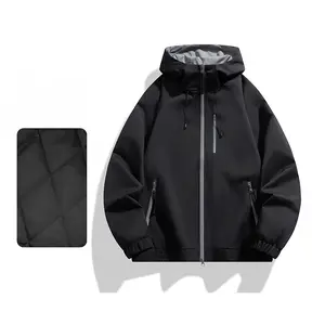Men's Black Long-Sleeve Double-Sided Hoodie Jacket Coat, Stylish Casual Workwear Top for Outfits