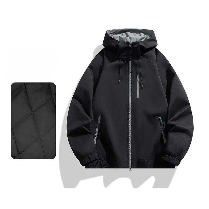Menswear Reversible Color Block Hoodie Jacket, Casual Pull-on Polyester Sweatshirt for Work & Stylish Outfits, Sweatshirts, Coats