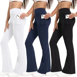 Women's 3-Pack High Waist Flared Leggings, Buttery Soft Yoga Pants with Pockets, Butt Lifting Workout Outfit for Gym Fitness, Workout Outfit Inspo