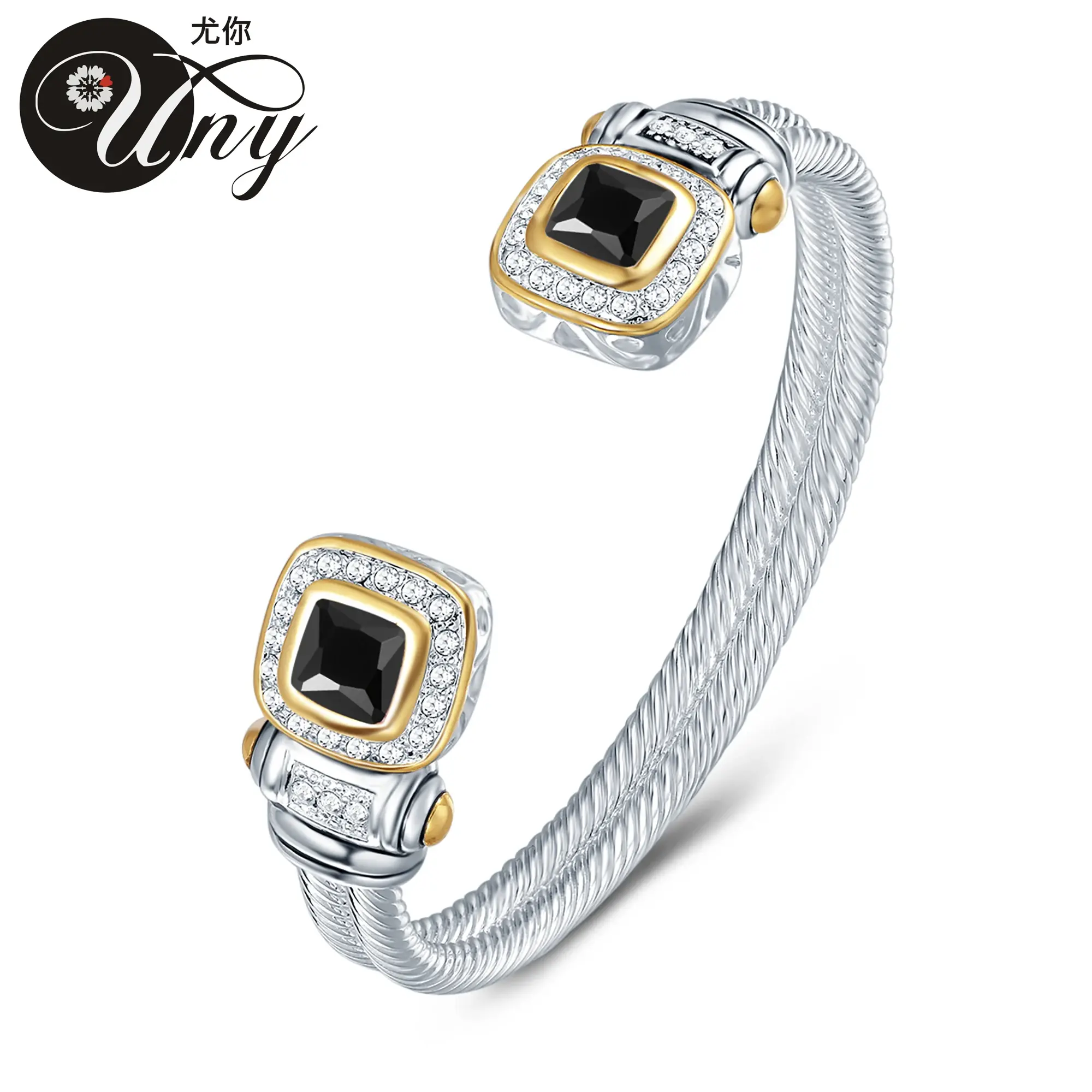 UNY Bracelet Twisted Wire Cable Bangle Fashion Designer Brand Inspired Jewelry Antique Bangles Elegant Christmas Gift Bracelets uny
